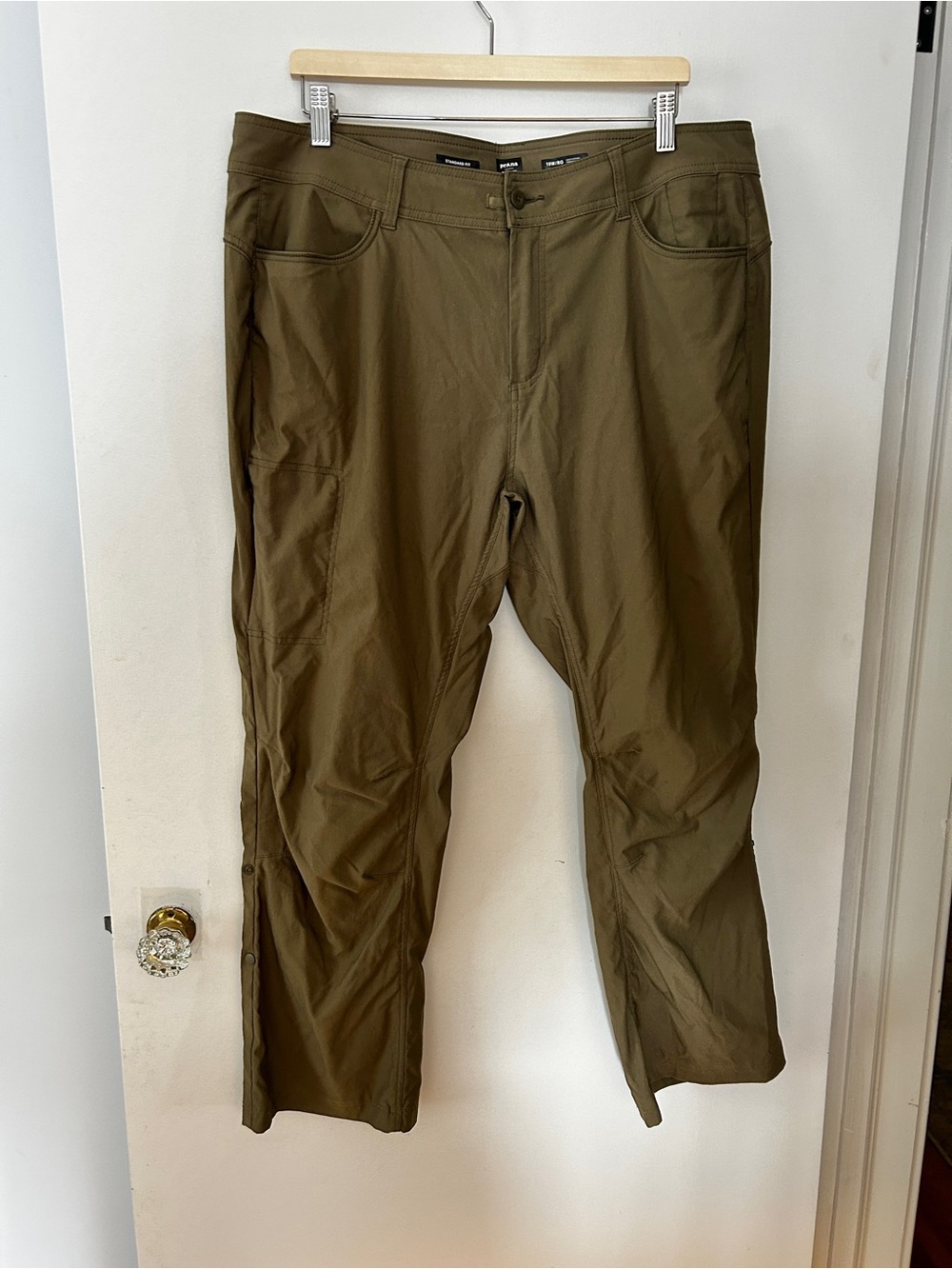 Prana Halle Pant Olive Green Hiking Standard Fit 18W UPF 50 Stretch Water Resist